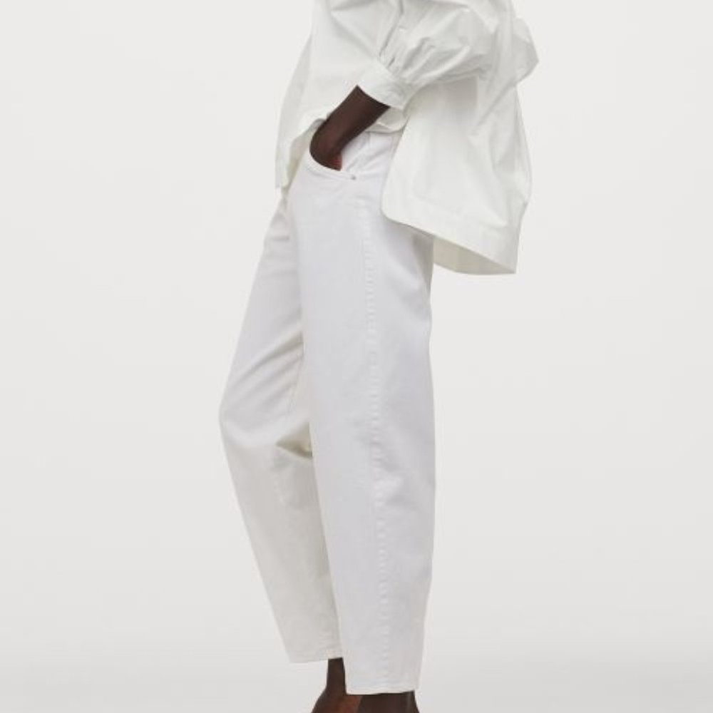 H&M Ankle-length Twill Pants in White